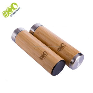 Termo al vacío de bambú y acero inoxidable de doble pared de 500ml con Infusor de malla - Product Image 4