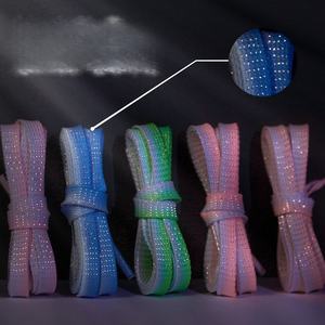 Silver wire gradient 8MM wide flat polyester <b>shoelaces</b> customized hot selling for casual sports shoes wholesale - Product Image 5