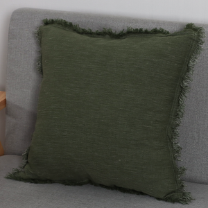 Housse de coussin décorative en tissu de lin vert lavable avec fermeture éclair, design vintage personnalisable - Product Image 2