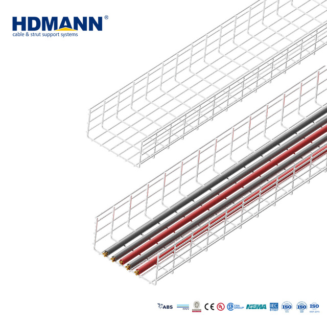 Hdmann IEC Certified Lightweight Electro Galvanized Wire Basket Cable Tray for Hospital Overhead Cable Distribution