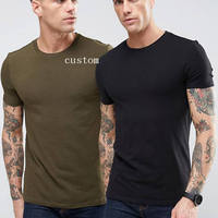 Großhandel Einfarbiges 180 GSM Ringgesponnenes Baumwoll-Spandex T-Shirt, Muskel-Fit, Individueller Druck, Fitness-T-Shirt für Herren, Hohe Qualität