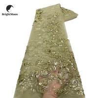 Tissu en dentelle 100% polyester tissé, tulle lourd perlé, brodé de paillettes, à motif tendance, pour accessoires de mariage et pour garçons