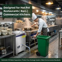 Mesin Penangkap Lemak Otomatis untuk Limbah Air Limbah, Bahan Stainless Steel, Pemisah Minyak Dapur dengan Roda, 12L 300W 220-240V OEM ODM