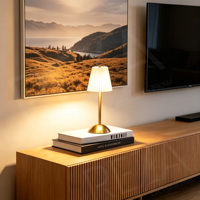 Lampe de table LED rechargeable portable avec abat-jour plissé en tissu, sans fil, à intensité tactile, veilleuse, vente en gros d'usine pour mariage
