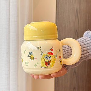 SpongeBob Ceramic Mug With Lid Single Cup Cartoon Design For Breakfast And Drinking Water Gift For Couples - Product Image 2