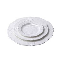Offre Spéciale – Ensemble d'Assiettes à Dessert et à Dîner en Porcelaine Fine, Motif Floral Gaufré, Écologique, pour Mariage, Vaisselle Décorative – En Stock