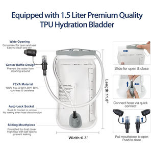 Sac à dos d'hydratation personnalisé avec logo TPU imperméable 1,5L-3L, anti-fuite, sans BPA, écologique, pour la randonnée - Product Image 5