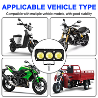 PEL 3 LEDS 60W Phare antibrouillard pour moto en aluminium blanc et jaune, projecteur pour moto