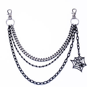 Cadena de cintura de tres capas con diseño de telaraña, estilo punk metálico europeo americano, accesorio de hip hop para Halloween - Product Image 5