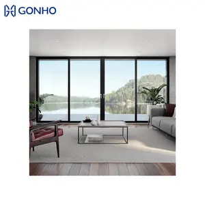 GONHO High-End-Aluminium moderne Schiebetüren schwarze Schiebetür aus Glas französische Terrassentüren
