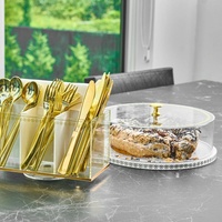 Runder Schwenkbarer Besteckhalter aus Lucite, Robuster Acryl-Besteckorganizer für Restaurant, Zuhause, Buffet und Partys