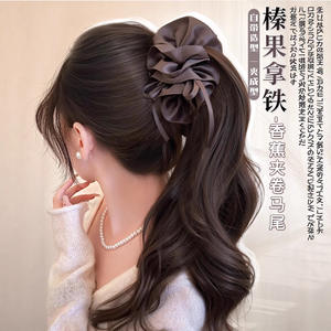 Cola de caballo postiza con lazo de cinta y clip, accesorio para el cabello largo y rizado para mujer, estilo que aumenta el volumen, marca Henan 1 - Product Image 3