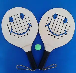 Kwaliteit Geperforeerde Houten Strand Rackets Set Game Bat Hot Verkoop Promotie Strand Paddle Custom Padelracket