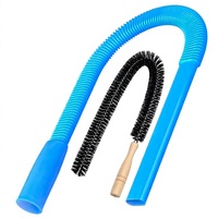 Kit de nettoyage universel pour conduit d'aération de sèche-linge, compatible avec tous les aspirateurs, comprend un adaptateur de brosse pour tuyau d'aspiration et une brosse anti-peluches (bleu clair)