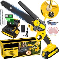 Scie à chaîne électrique portative sans fil 21V MAX* 8 pouces avec lubrification automatique, tensionnement automatique de la chaîne, 2 batteries 2.0Ah et chargeur, mini-scie à chaîne