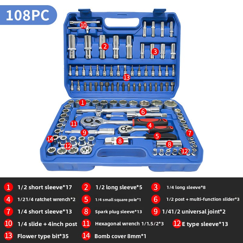 Conjunto de 108 piezas [galvanizado] caja azul