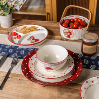 Nordique moderne personnalisé rouge forêt lapin décoratif porcelaine vaisselle de Table assiette en céramique petit déjeuner Dessert plats assiettes ensemble