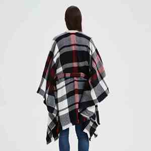 BESTELLA Écharpe élégante en acrylique à carreaux de qualité supérieure avec ceinture, nouvelle collection, chaude toutes saisons, idéale pour l'hiver, cape, manteau - Product Image 5