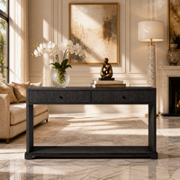 Table console moderne en bois massif TrustHome avec pieds courbés, tiroirs de rangement, design écologique pour le mobilier de salon