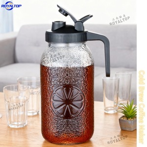 Recipiente de Vidrio Resistente para Remojar Frutas, Hermético y a Prueba de Fugas, Jarra de Vidrio Tipo Mason de 32 oz/64 oz para Limonada con Tapa y Asa Vertedora - Product Image 2