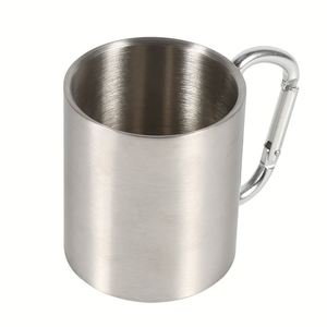 Mug de camping portable en acier inoxydable de 10 oz avec poignée mousqueton et logo personnalisé pour l'entraînement et le team building - Product Image 3