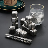 Ensemble de glaçons en acier inoxydable 304 de haute qualité-Boîte-cadeau de verres en pierre à whisky, roches de refroidissement réutilisables pour boissons au vin et au whisky