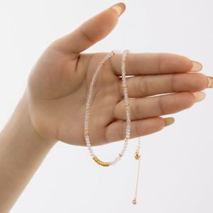 Dylam Elegance Design 925 <b>Silver</b> Natural White Crystal Beads Chain Necklace High <b>Top</b> Jewelry Manufacturer Supplier Factory - Product Image 4