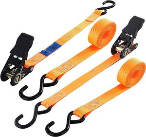 2 buah Set 25mm Aksesori Sepeda Motor Ratchet Tie Down PE ikat tali sabuk dengan S kait untuk kargo kontrol tali Ratchet Set - Product Image 6