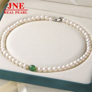 Natural Pearl Necklace Round Beads Chalcedony Beads Yuanbao Knot Pearl Necklace Mother's Day Gift for <strong>Elders</strong> - Product Image 3