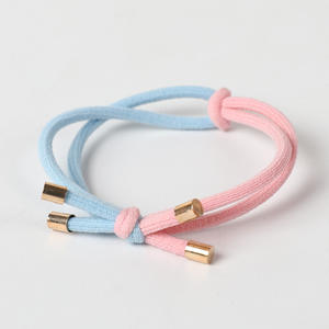 Due colori contrapposti ragazze donne elasticità coda di cavallo titolari di capelli elastici annodati elastici elastici fascette con coppe dorate estremità - Product Image 2