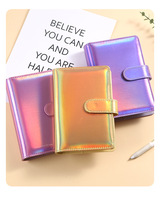 Cuaderno de Hojas Sueltas A6 de Piel Sintética con Diseño de Macaron Láser Colorido para Comercio Exterior, Regalo Creativo de Tendencia al por Mayor