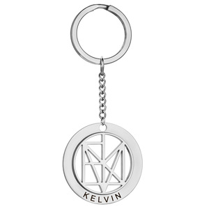 Llavero de acero inoxidable redondo con nombre/logotipo grabado, accesorios personalizables, superventas transfronterizo - Product Image 5