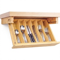 Organisateur de couverts en bambou pour tiroir de meuble |   Support de rangement intelligent pour ustensiles de cuisine à poser au sol