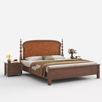 Lit en bois massif de frêne de style campagnard français, tête de lit en placage de bois de frêne, plusieurs options de taille et de couleur, pour chambre à coucher