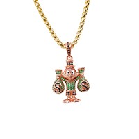 Collier pendentif HX180 Scrooge McDuck entièrement pavé de micro-zircons colorés, sac d'argent, canard de dessin animé, chaîne de collier hip-hop, bijoux