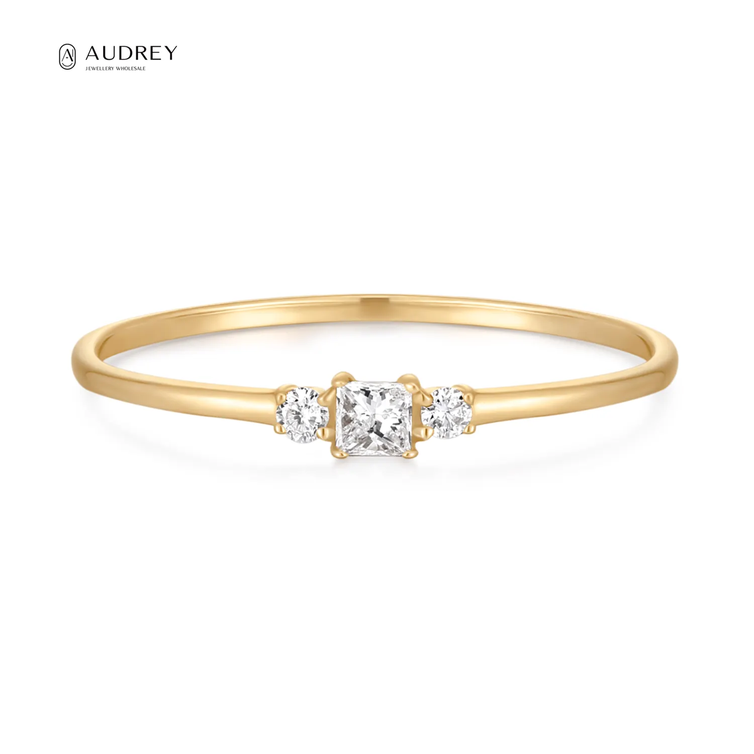 Audrey Fashion Luxury Jewelry Diamond Rings 14K Gold Wedding Ring Engagement 14K Solid Gold Diamond Bridal Ring Set
