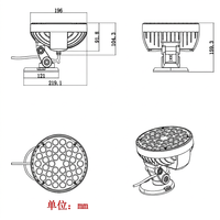 Projecteur LED rond de 24W à 72W, IP65, AC220V, DC24V, faisceau étroit, RGBW, DMX512, 1800K-6500K, pour sculpture, monument