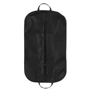 Wholesale customized non woven foldable costume poly suit cover dry cleaning PVC black garment bag transparent for Men suits