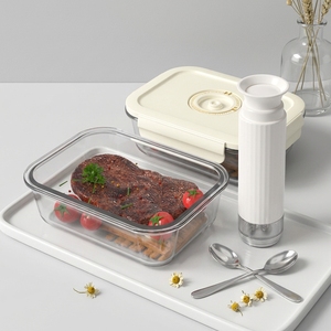 Ensemble de contenants de stockage hermétiques en verre transparent portables, boîtes de conservation des aliments <span class=keywords><strong>sous</strong></span> <span class=keywords><strong>vide</strong></span> avec pompe manuelle - Product Image 1
