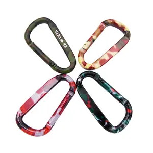 Factory directly wholesale 8cm aluminum camouflage carabiner keychain outdoor sport snap hook carabiner clip