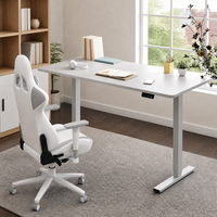 Bureau de jeu électrique ergonomique et durable en fer pour le télétravail, avec hauteur réglable en 2 niveaux et pieds carrés
