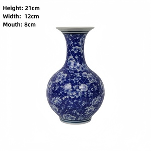 Vase en céramique bleu sous glaçure, pot à fleurs moderne pour rebord de fenêtre, décoration florale pour intérieur, maison, table de mariage - Product Image 3