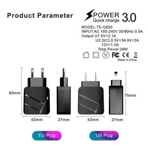 Custom Logo 40w USB <b>Adapter</b> Mobile Cell Phone Quick Charger QC3.0 USB <b>C</b> Travel Fast Charging EU/US <b>Plug</b> Wall Charger - Product Image 2