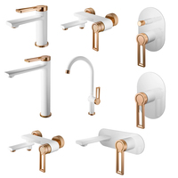 Ensemble de robinetterie de douche encastrée de luxe en laiton doré blanc avec cartouche céramique, deux fonctions et jet pluie, pour hôtels et villas