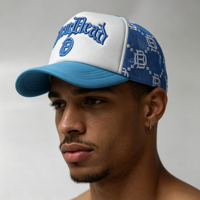 Gorra Trucker Personalizada con Bordado 3D, Monograma Bordado en Toda la Superficie, Parte Trasera de Malla, Parte Delantera de Espuma, Gorra Trucker de Dos Tonos, Ropa Urbana para Hombre