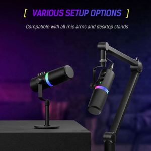 Nouveau modèle de microphone dynamique NV7 XLR USB avec effet lumineux RVB et support de bureau pour l'enregistrement de podcasts, les jeux sur PC et le streaming - Product Image 2