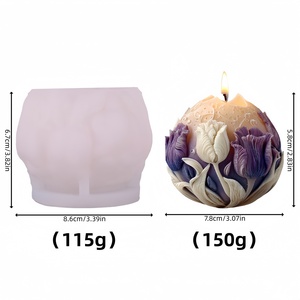 Molde de silicona con aroma a flor de luna morada, molde DIY 3D de flor de luna esférica para difusor, molde de silicona para hornear pasteles - Product Image 5