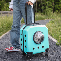 Sac à dos et chariot de transport portable en plastique pour animaux de compagnie avec fermeture éclair pour chats - Conception capsule respirante