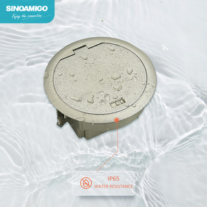 SINOAMIGO Cajas de enchufes de piso impermeables de aleación de zinc IK10 IP65 2 salidas de CA 10A 16A <span class=keywords><strong>Corriente</strong></span> nominal para piso de concreto de acceso elevado - Product Image 2
