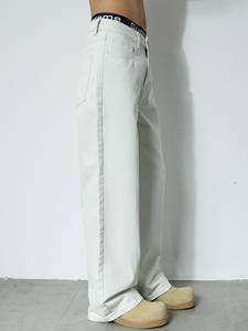 A25A a 8630/Jeans Beige de Pierna Recta con Botones Planos de Alta Gama para <span class=keywords><strong>Hombre</strong></span>, Holgados, Versátiles, Drapeados, Largos, Casuales, Vintage, Estilo Americano - Product Image 2